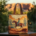 Desert Rider | Cowboy at Sunset Quilted Tote