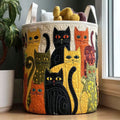 Folk Art Cat Laundry Basket