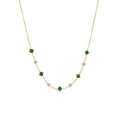 Gold Emerald Geometric Station Necklace