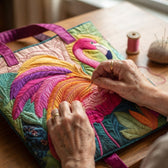 Brianna | Rainbow Flamingo Quilted Tote