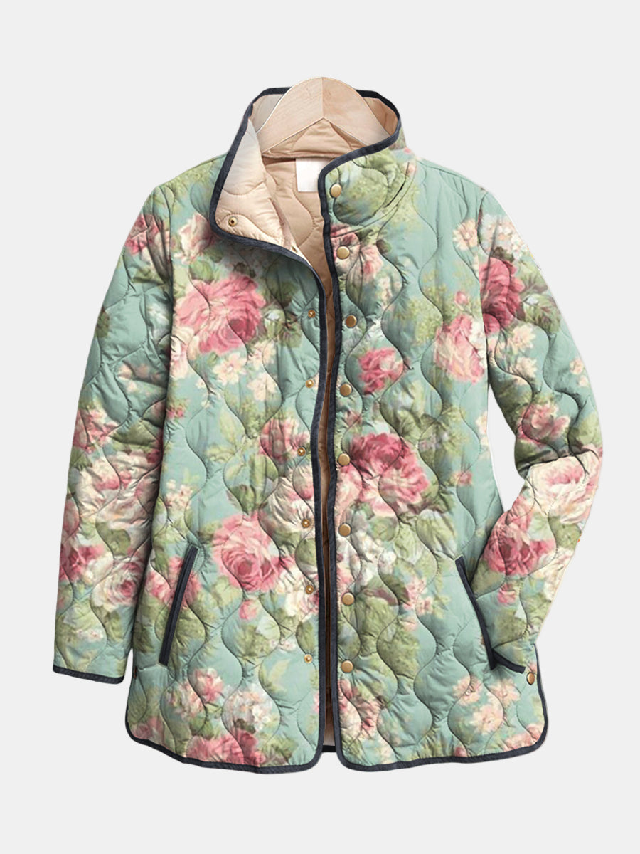 Carys | Retro Floral Pattern Padded Jacket