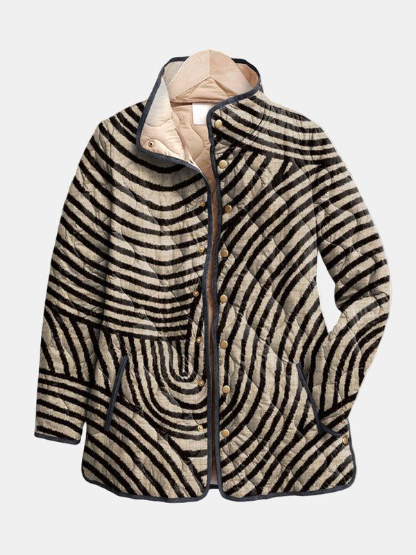 Inaya | Retro Hand-Drawn Circle Design Padded Jacket