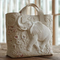 Lola | White Elephant Quilted Tote