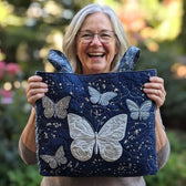 Reagan | Silver Butterflies Quilted Tote