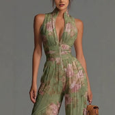 Sofia - Pleated Floral Chiffon Jumpsuit