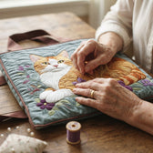 Sage | Ginger Cat & Flowers Quilted Tote
