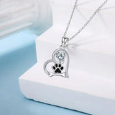 Heart Paw Necklace with Zirconia – For Dog Lovers