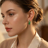 Gold Emerald Cluster Drop Earrings