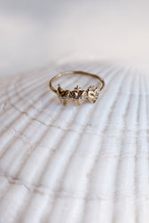 Sacred Hearts of the Holy Family Ring in Gold Vermeil