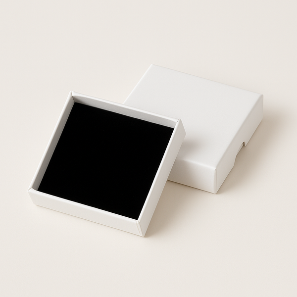 Ivory jewellery gift box with black velvet insert
