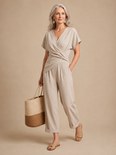 Claudia | V-Neck Wide-Leg Jumpsuit