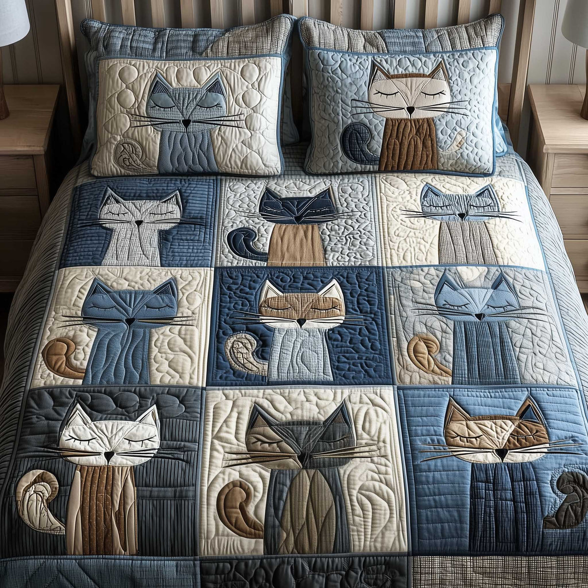 Patchwork Cat Paradise | 3-Piece Bedspread Set