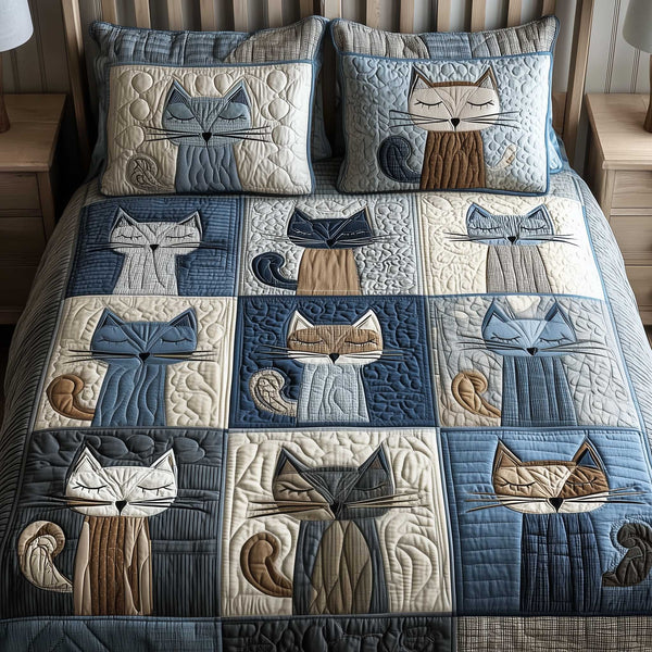Patchwork Cat Paradise | 3-Piece Bedspread Set