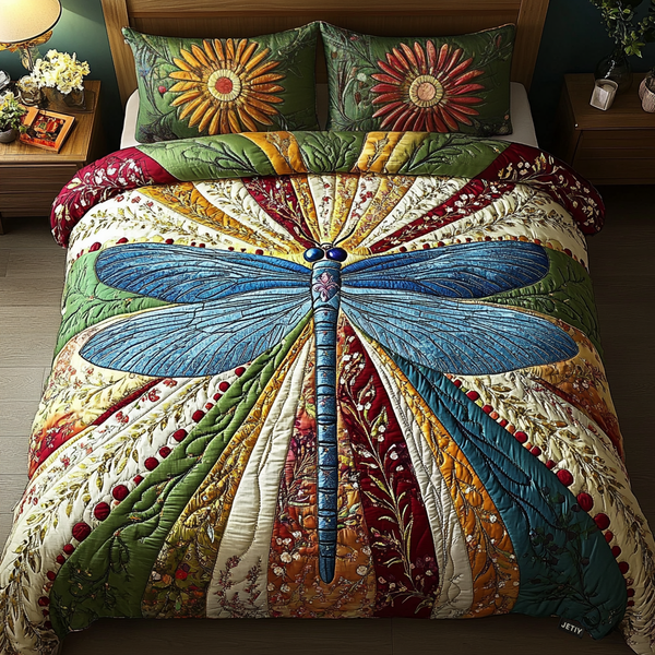 Golden Dragonfly | 3-Piece Bedspread Set