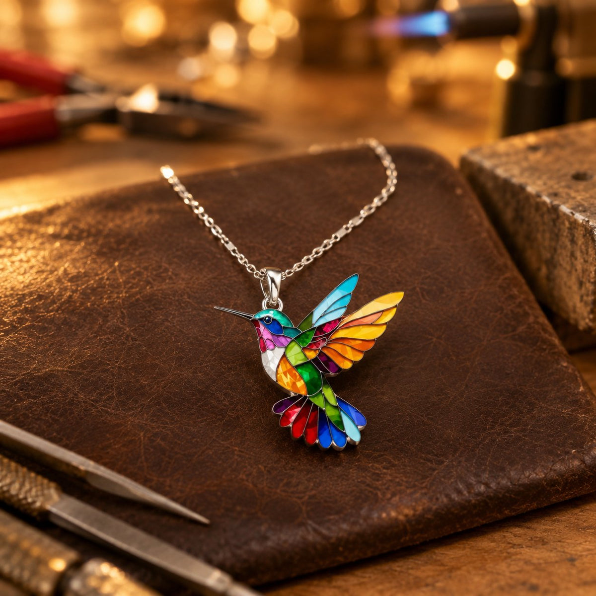Beautiful Hummingbird Necklace with Bonus Earrings
