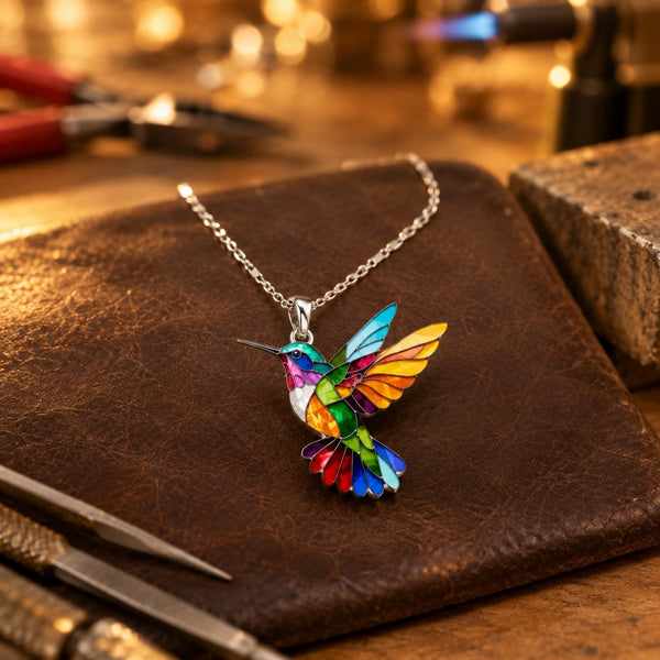 Beautiful Hummingbird Necklace with Bonus Earrings