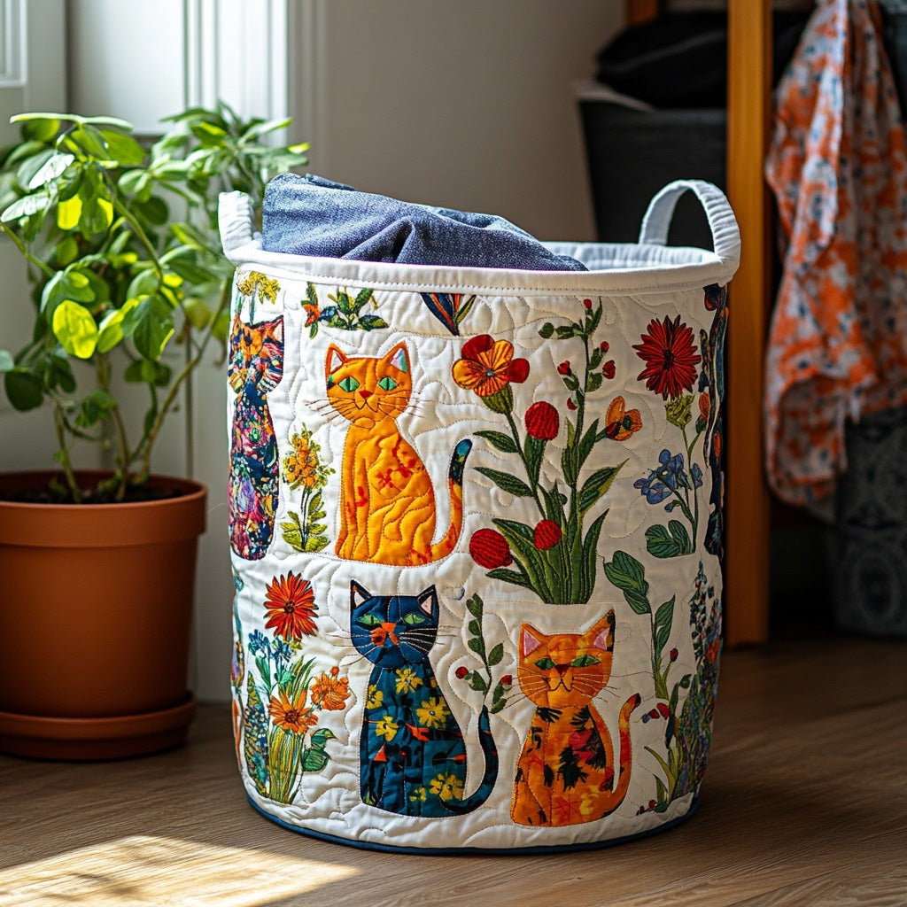 Painted Cat Garden Laundry Basket