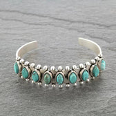 Azmira Turquoise Cuff Bracelet | White Gold