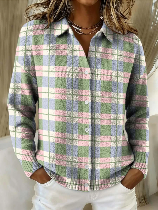Margot | Pastel Checked Button Cardigan