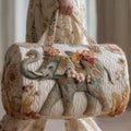 Ivory | Elephant & Blossoms Quilted Duffle