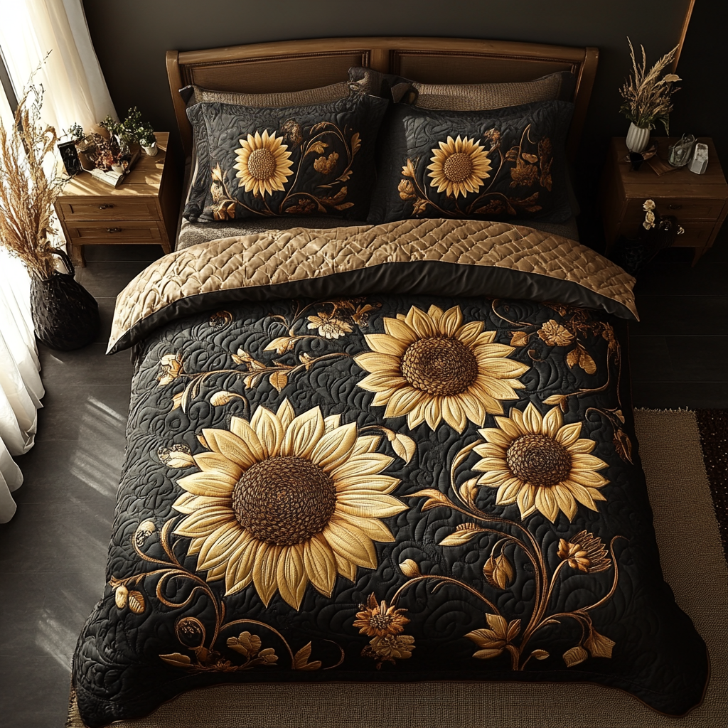 Rustic Sunflowers | 3-Piece Bedspread Set