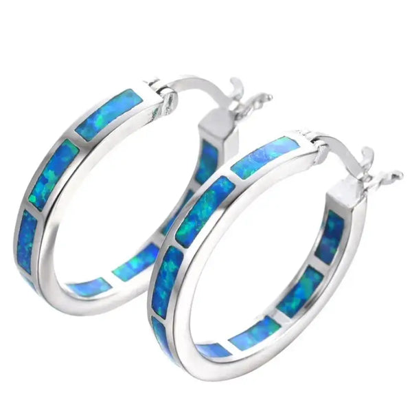 Chic Hoops with Blue Fire Opal
