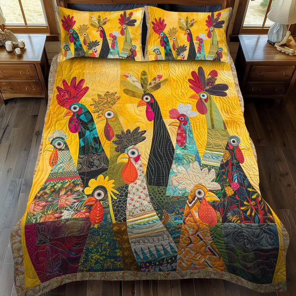 Roosters at Sunrise | 3-Piece Bedspread Set