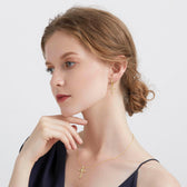 Byzantine Faith Cross Huggie Hoop Earrings