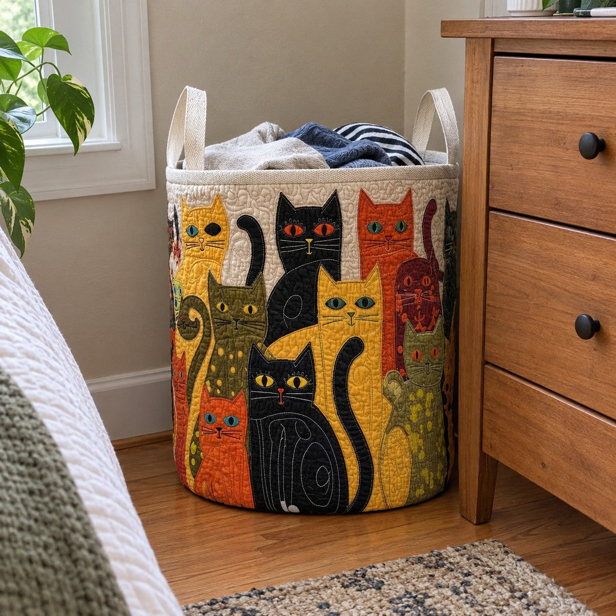 The medium basket in the bedroom