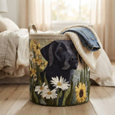 Floral Black Lab Laundry Basket