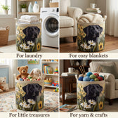 Floral Black Lab Laundry Basket