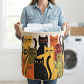 Folk Art Cat Laundry Basket