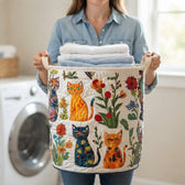 Painted Cat Garden Laundry Basket