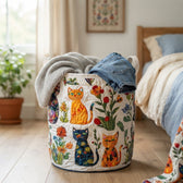 Painted Cat Garden Laundry Basket