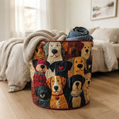 Patchwork Pup Parade Laundry Basket