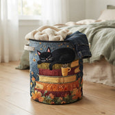 Sleepy Cat Library Laundry Basket