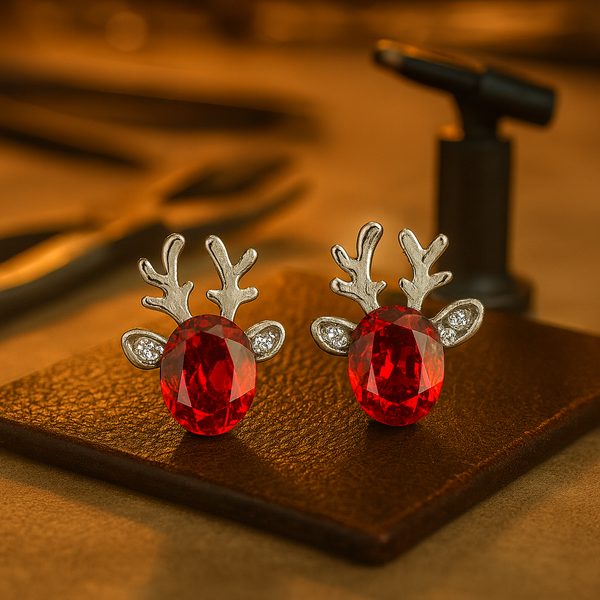 Festive Reindeer Crystal Earrings