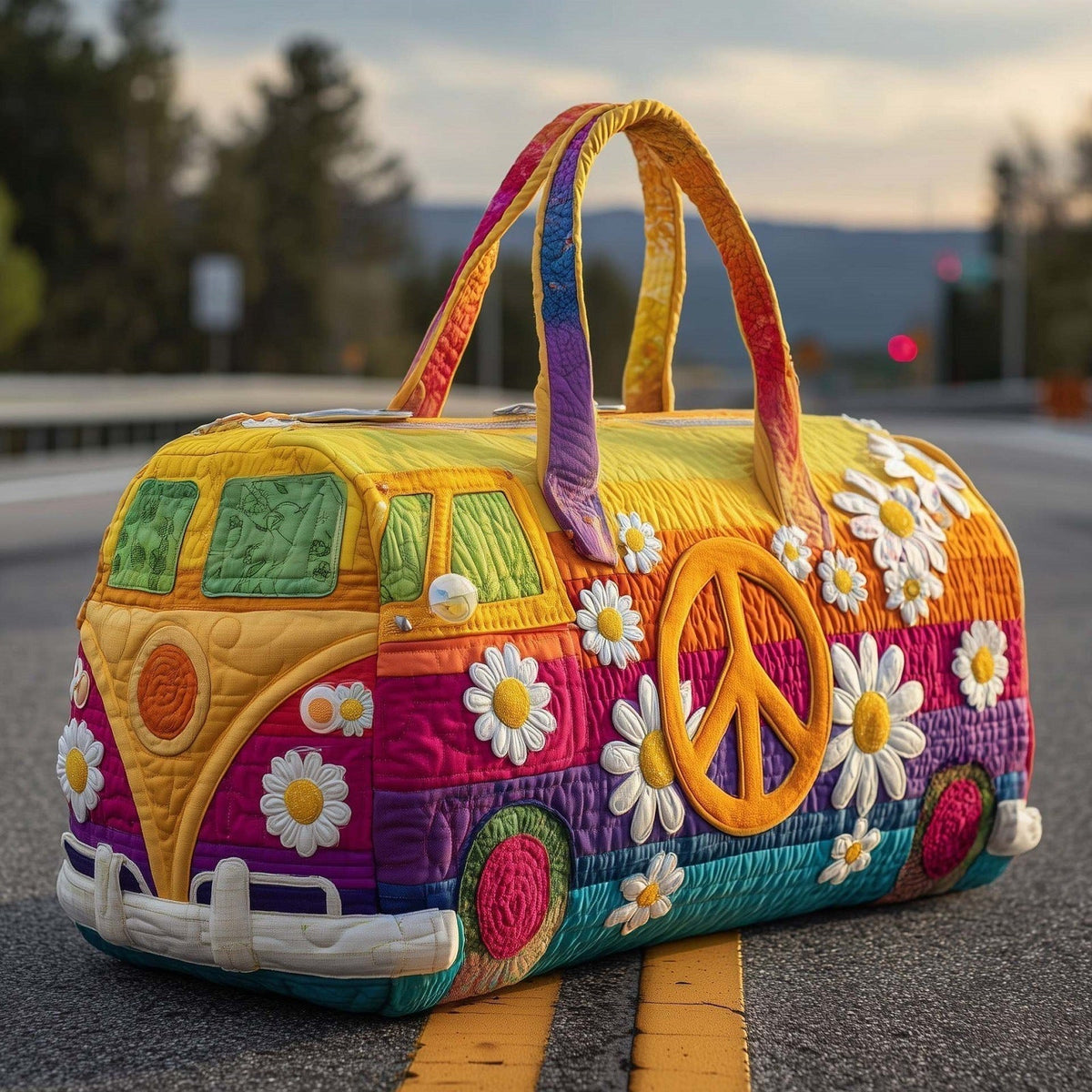 Daisyvana | Daisy Peace Camper Van Quilted Duffle