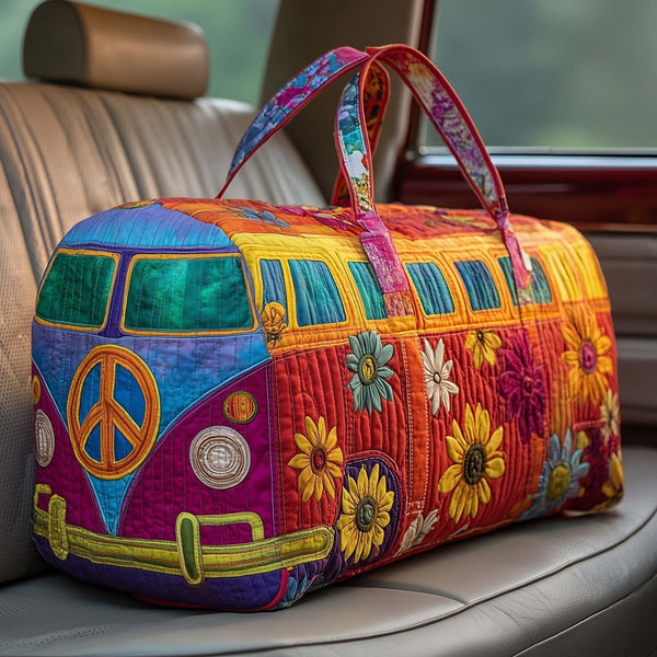 Rainbowvana | Rainbow Peace Camper Van Quilted Duffle