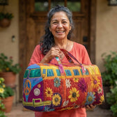 Rainbowvana | Rainbow Peace Camper Van Quilted Duffle