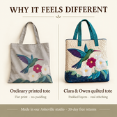 Ariella | Hummingbird & Blooms Quilted Tote