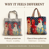 Rural Charm | Rooster & Stars Quilted Tote