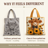 Briar | Highland Cow & Sunflowers Quilted Tote