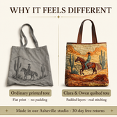Desert Rider | Cowboy at Sunset Quilted Tote