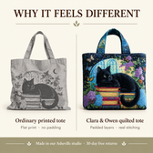 Midnight | Black Cat on Books Quilted Tote