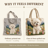 Olivia | Bichon Frise Quilted Tote