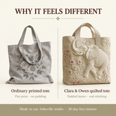 Lola | White Elephant Quilted Tote
