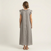 Josette | Ruffled V-Neck Linen Maxi Dress