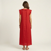 Josette | Ruffled V-Neck Linen Maxi Dress