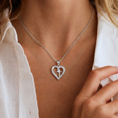 Crystal Heart Cross Necklace